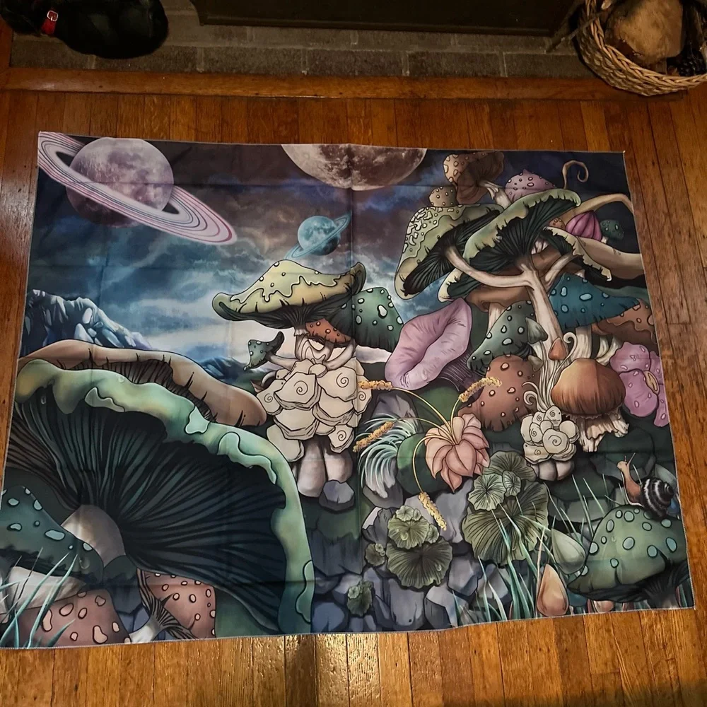 Mystical Mushroom Garden Tapestry - Multicolor